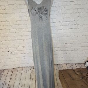 Elegant Gray Elephant Maxi Dress